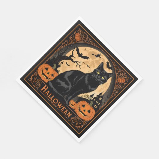 Black Kitty Cat Halloween Servet (Hoek)