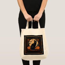 Black Kitty Cat Halloween Tote Bag