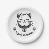 Black Kitty Cat Kitten Verjaardagsfeestje Papieren Bordje (Voorkant)