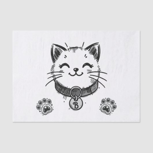 Black Kitty Cat Kitten Verjaardagsfeestje Tissuepapier (Voorkant)