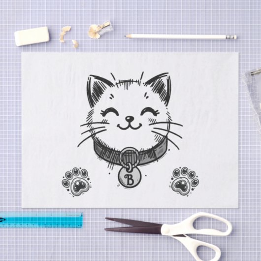 Black Kitty Cat Kitten Verjaardagsfeestje Tissuepapier (Craft)