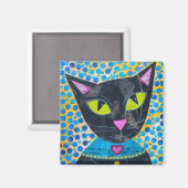 Black Kitty Cat Magneet (Voorkant / Achterkant)