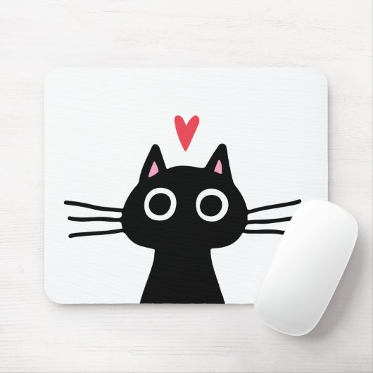 Black Kitty Cat met Valentijn Heart Muismat (Met muis)