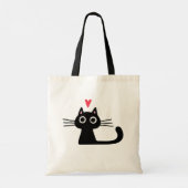 Black Kitty Cat met Valentijn Heart Tote Bag (Achterkant)