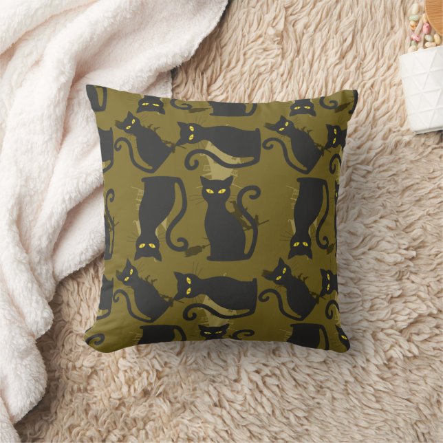 Black Kitty Cat Metallizer Factory Deco Kussen (Deken)