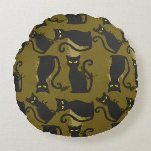 Black Kitty Cat Metallizer Factory Deco Rond Kussen