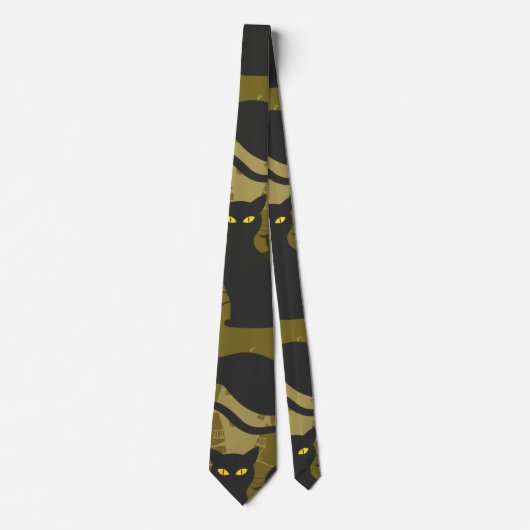 Black Kitty Cat Metallizer Factory Deco Stropdas (Voorkant)