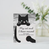 Black Kitty Cat White Moving Announcement Aankondigingskaart (Staand voorkant)