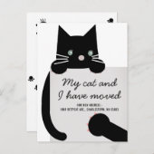 Black Kitty Cat White Moving Announcement Aankondigingskaart (Voorkant / Achterkant)