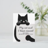 Black Kitty Cat White Moving Announcement Aankondigingskaart (Staand voorkant)