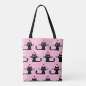 Black Kitty Cats met Valentijn Hearts Tote Bag (Achterkant)