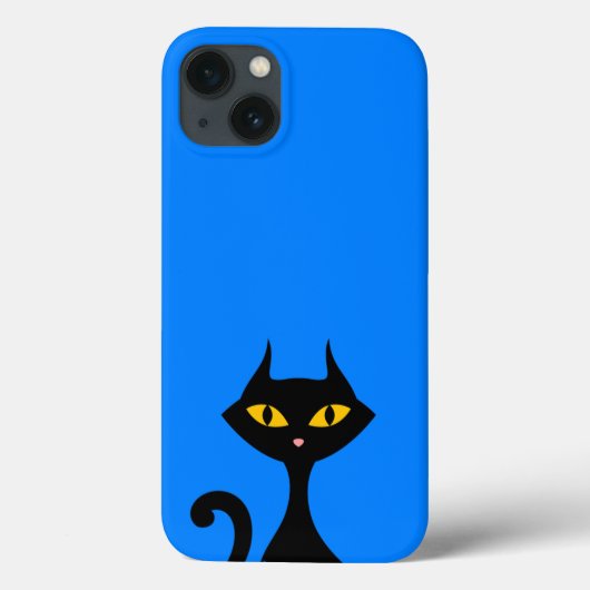 Black Kitty Kat met Azure Blue Achtergrond Case-Mate iPhone Case (Achterkant)