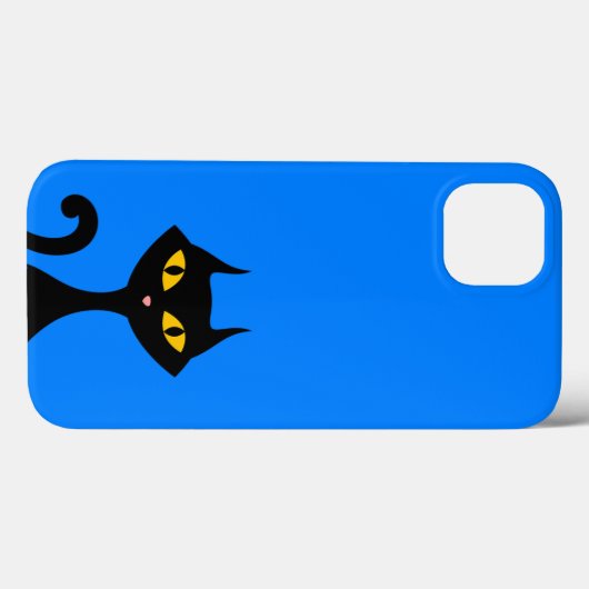 Black Kitty Kat met Azure Blue Achtergrond Case-Mate iPhone Case (Achterkant (horizontaal))