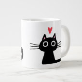 Black Kitty Kat met Valentijns Hart Grote Koffiekop (Voorkant rechts)