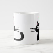 Black Kitty Kat met Valentijns Hart Grote Koffiekop (Voorkant)