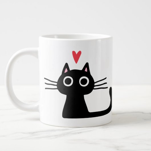 Black Kitty Kat met Valentijns Hart Grote Koffiekop (Links)