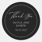 Black | Klassieke Italiaanse elegantie bruiloft Ronde Sticker (Voorkant)
