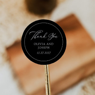 Black   Klassieke Italiaanse elegantie bruiloft Ronde Sticker