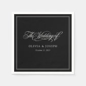 Black | Klassieke Italiaanse elegantie bruiloft Servet (Voorkant)
