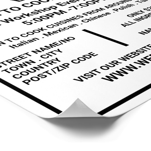 Black Knife, Gourmet, Cooking Classes Adverteren Poster (Hoek)