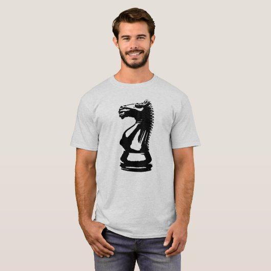 Black Knight Chess Piece T-shirt (Voorkant volledig)
