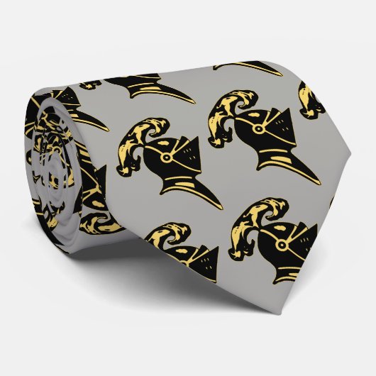 BLACK KNIGHT HELMET-ON GRAY STROPDAS (Opgerold)