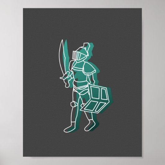 Black Knight Line Drawing Poster Runescape (Voorkant)