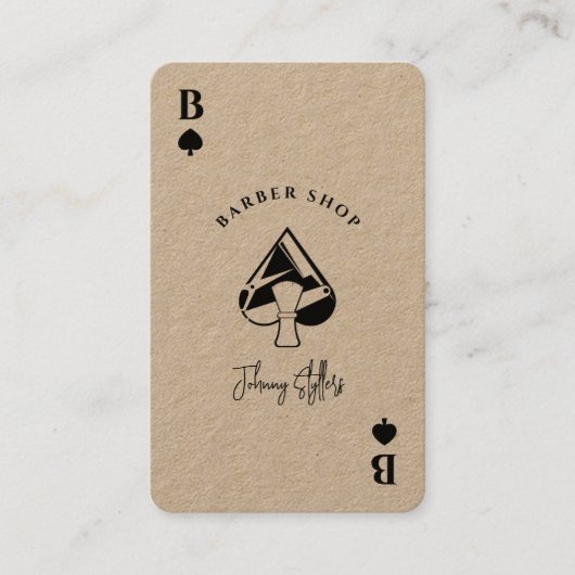 Black kraft Ace of spades barber shop Visitekaartje (Voorkant)