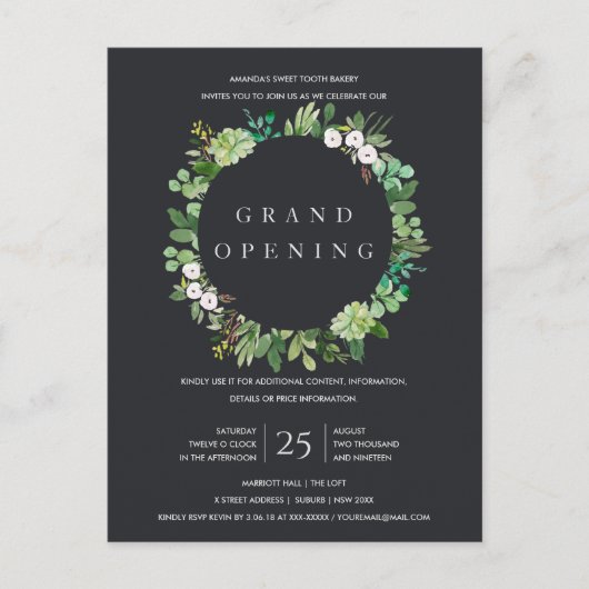 BLACK KRAFT FOLIAGE LIJST GRAND OPENING CEREMONY BRIEFKAART (Voorkant)