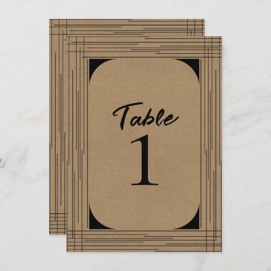 Black Kraft Minimal Modern Lines Tafelnummer (Voorkant / Achterkant)