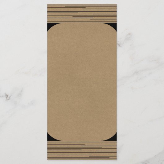 Black Kraft Minimal Modern Lines Wedding Menu (Achterkant)