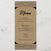 Black Kraft Minimal Modern Lines Wedding Menu (Voorkant)