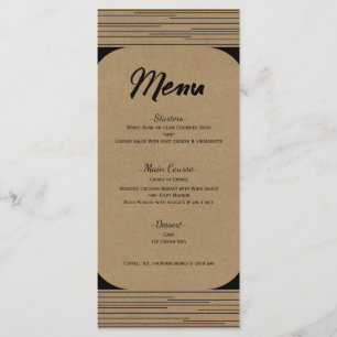 Black Kraft Minimal Modern Lines Wedding Menu