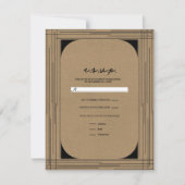 Black Kraft Minimal Modern Lines Wedding RSVP Kaart (Voorkant)