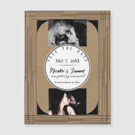 Black Kraft Minimal Modern Lines Wedding Save Datu