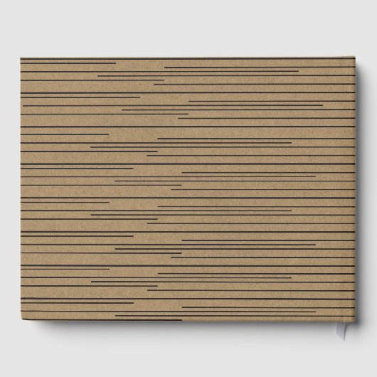 Black Kraft Minimal Moderne Lijnen Trouwen Gastenboek (Achterkant)