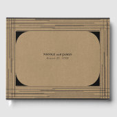 Black Kraft Minimal Moderne Lijnen Trouwen Gastenboek (Voorkant)