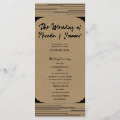 Black Kraft Minimal Moderne Lijnen Trouwprogramma Programmakaart (Voorkant)