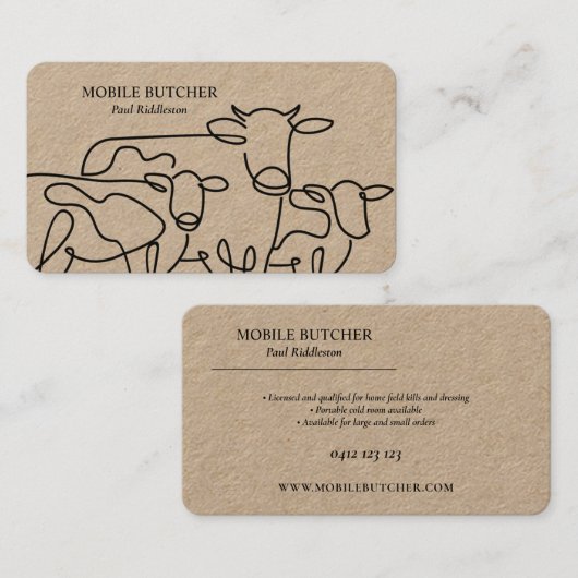 Black & Kraft Mobiele slager veehouder Visitekaartje (Voorkant / Achterkant)