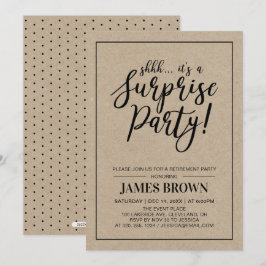Black & Kraft | Moderne Verrassings-Pensioenfeest Kaart