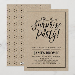 Black & Kraft Moderne Verrassings-Pensioenfeest Kaart