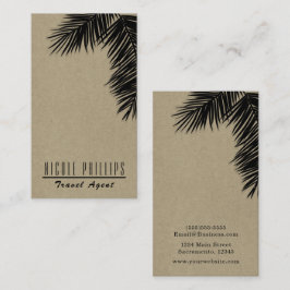 Black & Kraft Tropische Palmboomblad Elegant  Visitekaartje