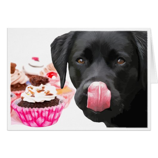 Black Lab All Occasion Kaart - Cupcake-Kaarten (Voorkant Horizontaal)