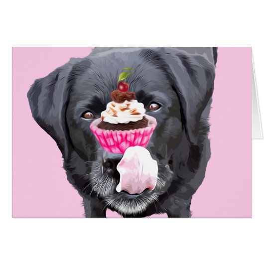 Black Lab All Occasion Kaart - Cupcake Kaarten - D (Voorkant Horizontaal)