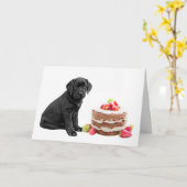 Black Lab All Occasion Kaart - Dog Cake Birthday (Gele Bloem)