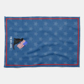 Black Lab American Flag Night Sky Kitchen Towel Theedoek (Horizontaal)