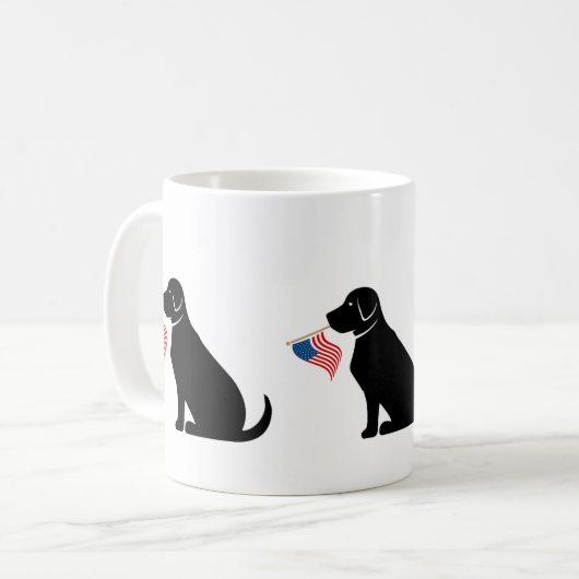 Black Lab American Flag Patriotic USA Coffee Mok (Voorkant links)