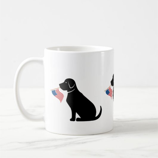 Black Lab American Flag Patriotic USA Coffee Mok (Links)