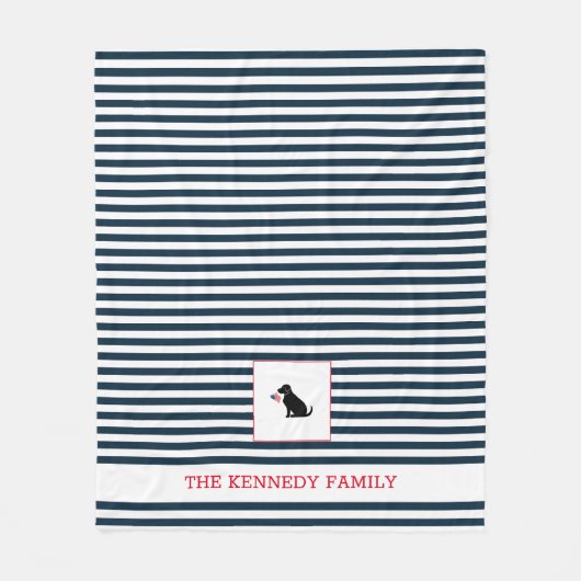 Black Lab Amerikaanse vlag FAMILIENAAM Patriottisc Fleece Deken (Voorkant)