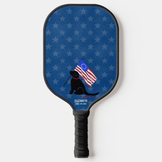 Black Lab Amerikaanse vlag nacht pickleball peddel Paddle (Voorkant)